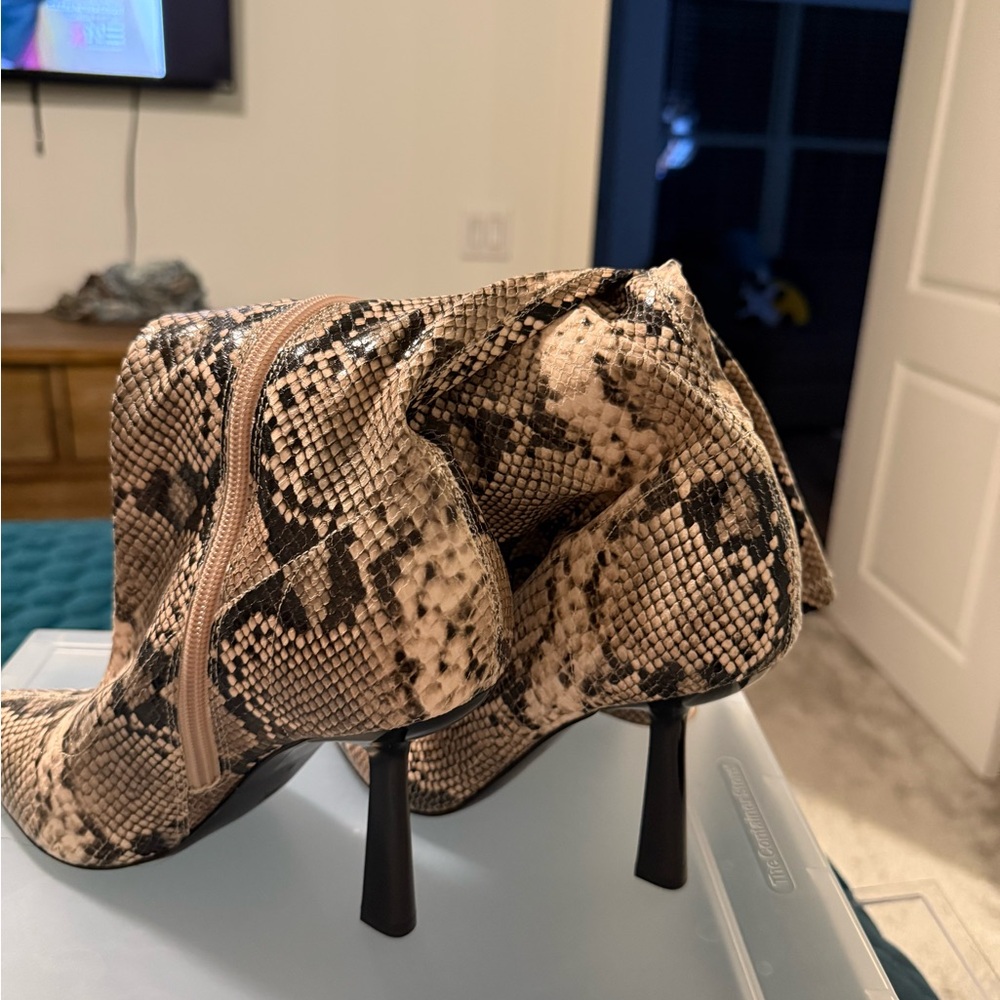 BCBG Snakeskin Heeled Boots - Picture 2 of 5